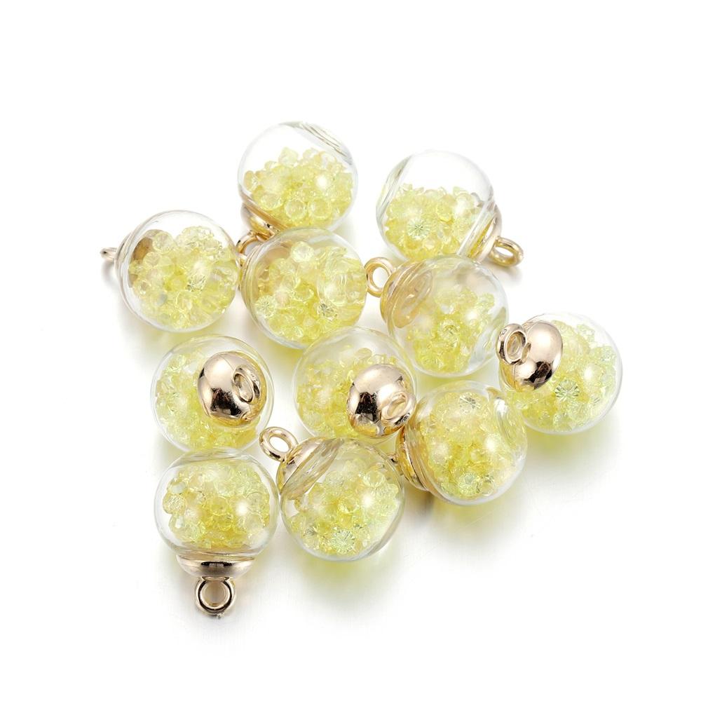 10Pcs Charms Star Sequins Transparent Glass Ball 16Mm Pendants Crafts Making Findings Handmade Jewelry Diy For Earrings Necklace