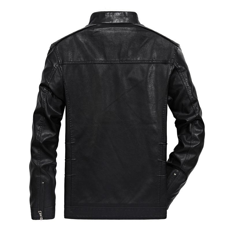 Men's Autumn and Winter New Men's PU Leather Jacket Short Stand Collar Green Motorcycle Leather Jacket