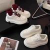 European Version of Thick-soled Leather Little White Shoes Women's 2025 Autumn New Heightening Board Shoes, Lightweight and Versatile Sports and Leis