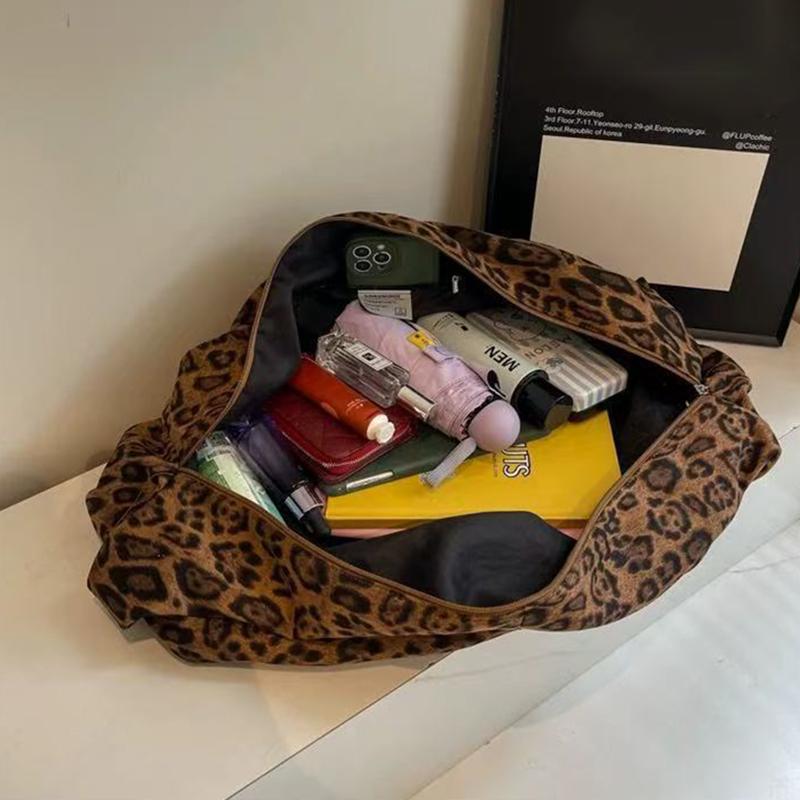Yogodlns Большие сумки через плечо с леопардовым принтом Женские модные большие пакеты Ленивый стиль Сумки-хобо Осенне-зимние сумки для отдыха или путешествий