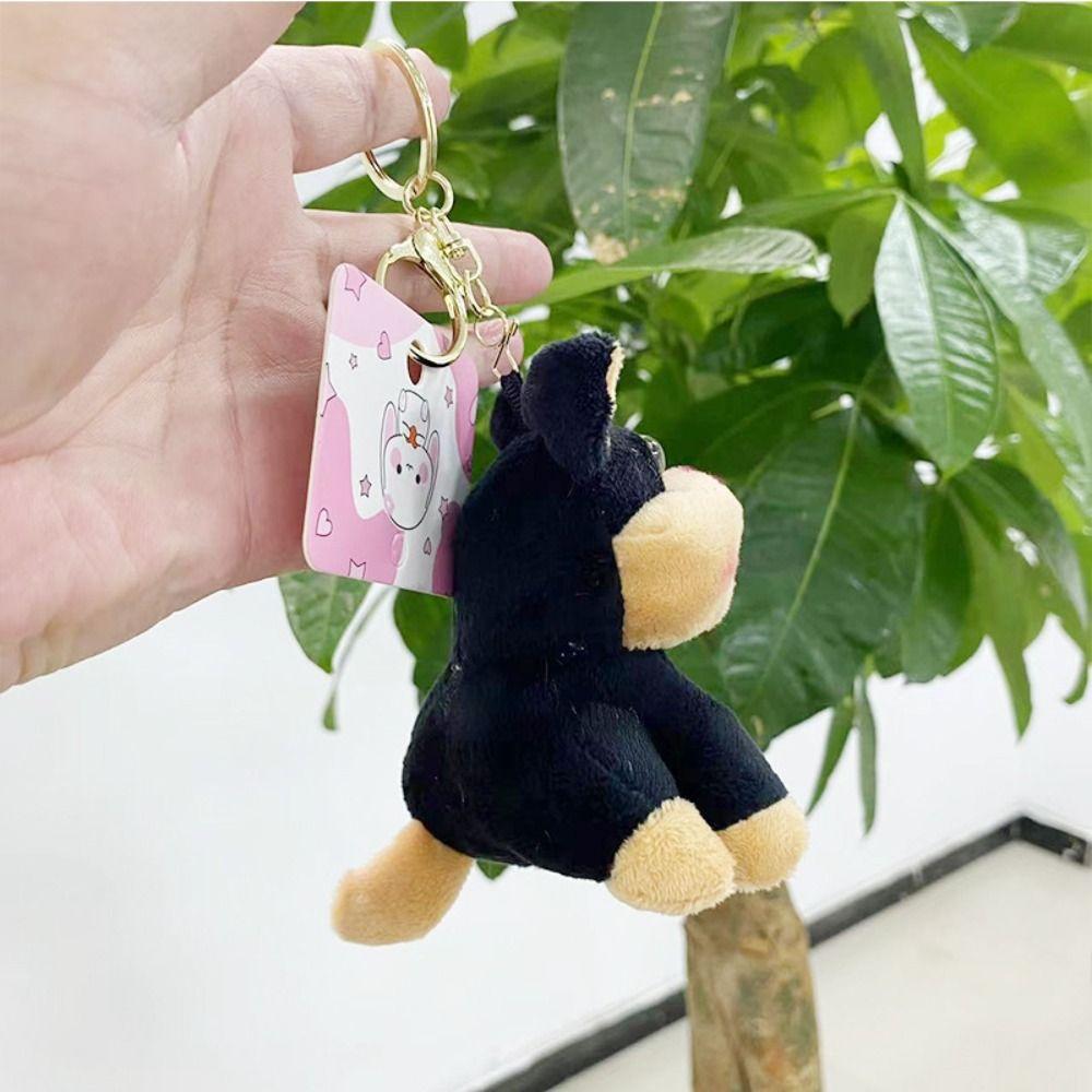 with Hat Bee Puppy Bag Pendant Cartoon Bee Dog Keyring 3D Bee Dog Doll Keychain  Car Accessories