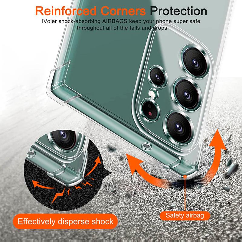 Противоударный мягкий силиконовый прозрачный чехол для телефона с подушкой безопасности для Samsung Galaxy S24 S21 FE S22 S23 5G Plus S23 + S23 Ultra M14 M34 A15 A25 A35 A05 A05S