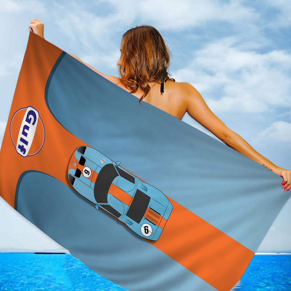 Полотенце Gulf Racing Car из микрофибры, пляжное, впитывающее, быстросохнущее, мягкое, для йоги, плавания, курорта, альпинизма