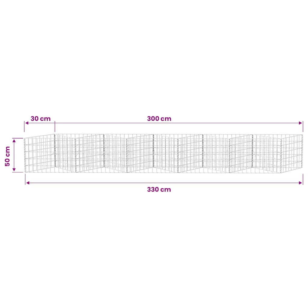 Gabion Basket Planter Vegetable Raised Bed Steel 300*30*50 cm