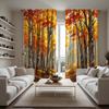 2 штуки штор из клена осеннего леса HD Желтая завязка штора с цифровой печатью Стиль домашнего декора Украсить гостиную спальню