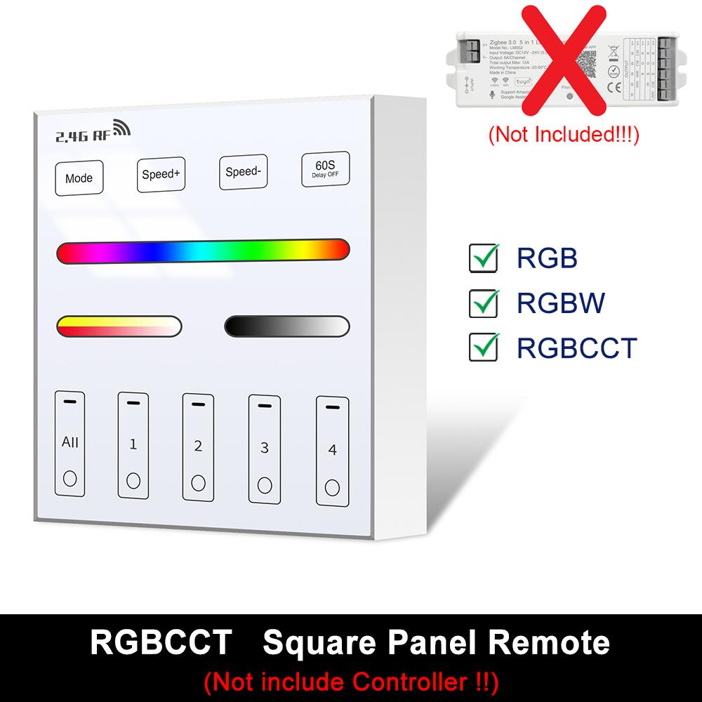 5-в-1 Контроллер Tuya Zigbee Wifi Умный светодиодный диммер 2.4G RC Поддержка Alexa Google Assistant для 12В 24В CCT RGB RGBCCT COB ленты