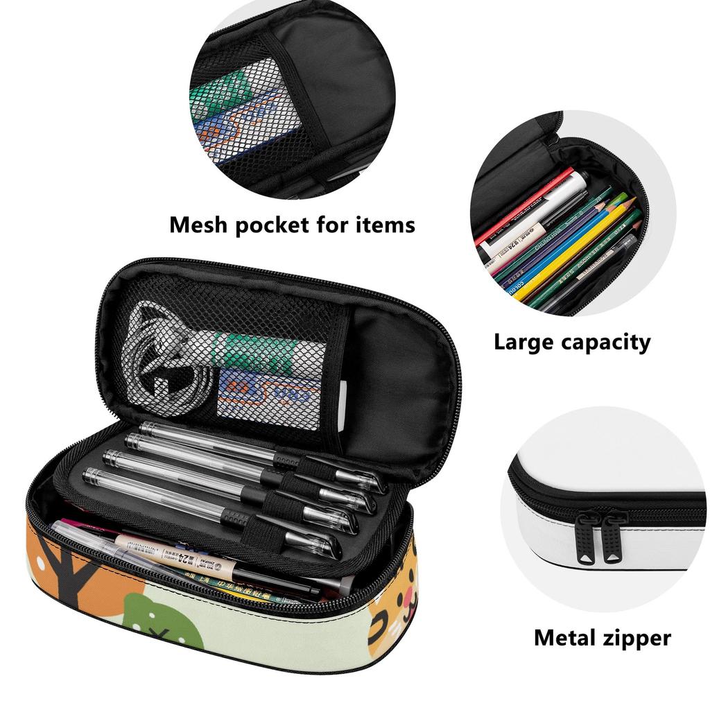 Pencil Case Neat Design 300D Polyester Full Zipper Closure with Main Compartment Mesh Pocket and Pen Slots for Classroom Use