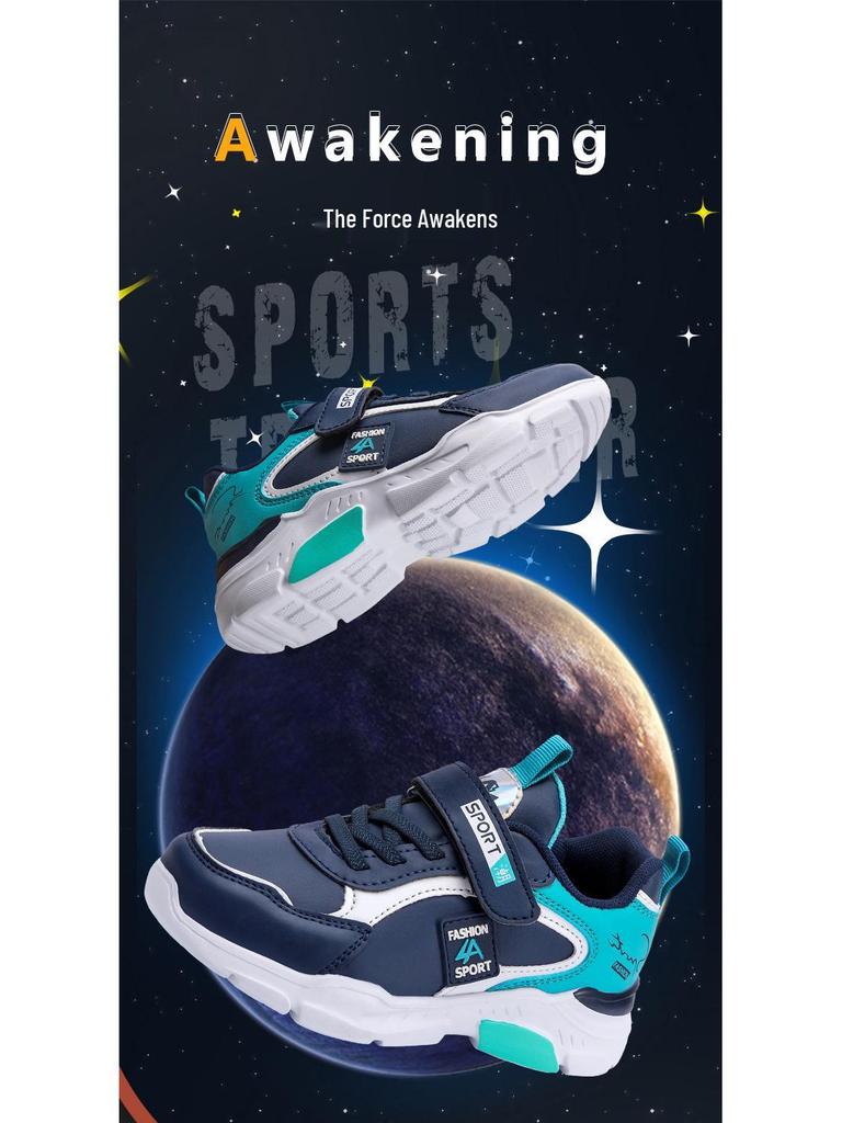 Водонепроницаемые кожаные спортивные школьные туфли для мальчиков, кроссовки для бега с мягкой подошвой для весны и осени