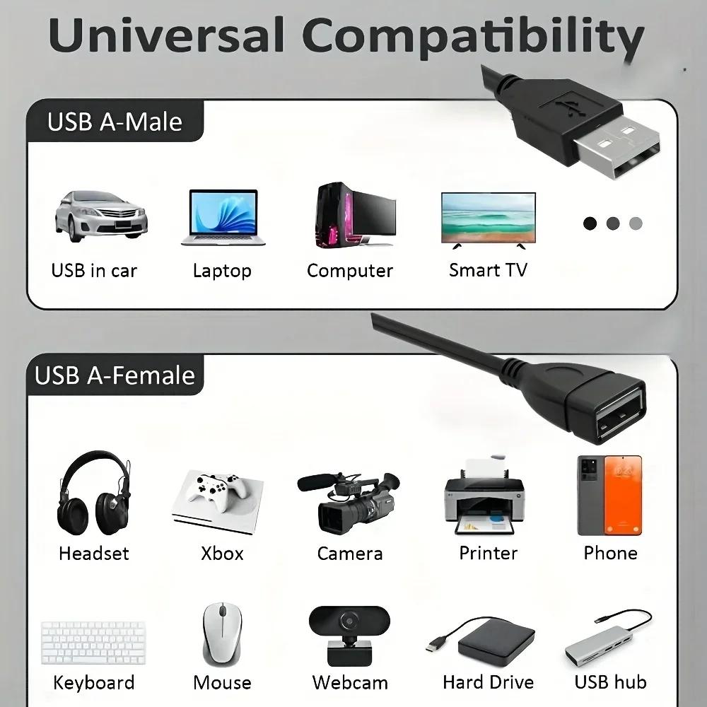 0,9 м USB 2.0 A Папа на A Маму Кабель-удлинитель для синхронизации данных Черный Зарядное устройство Кабель-удлинитель USB A для ПК Ноутбука Клавиатуры