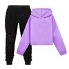Kids 2026 Fall Winter Hooded Sweatshirt Set Solid Color Long Sleeve Pullover Pants Boys Girls