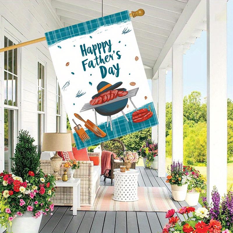 1pc Father'S Day Tie Hug Beer Balloon Garden Flag, Double-Sided, Polyester, Non-Electric, with Yard Decoration, for Lawn, Outdoor
