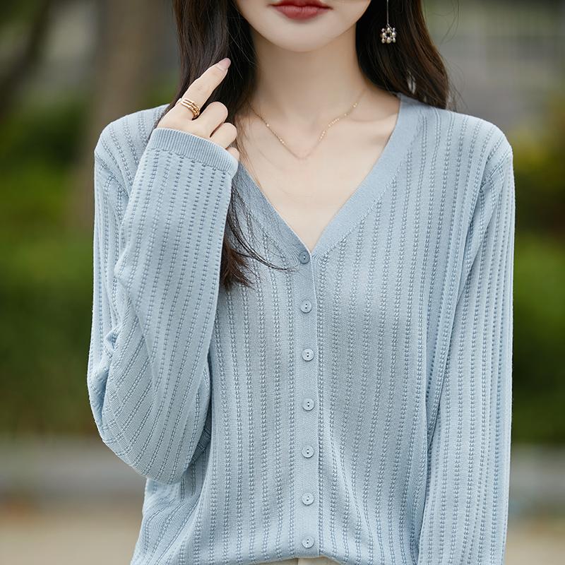 Женский легкий кардиган из 50% шерсти и 50% шелка Mulberry — универсальный трикотаж на все 4 сезона для комфорта и стиля в любое время года