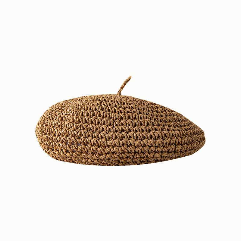 French retro straw beret female Internet celebrity temperament literary painter hat ins breathable straw hat female summer