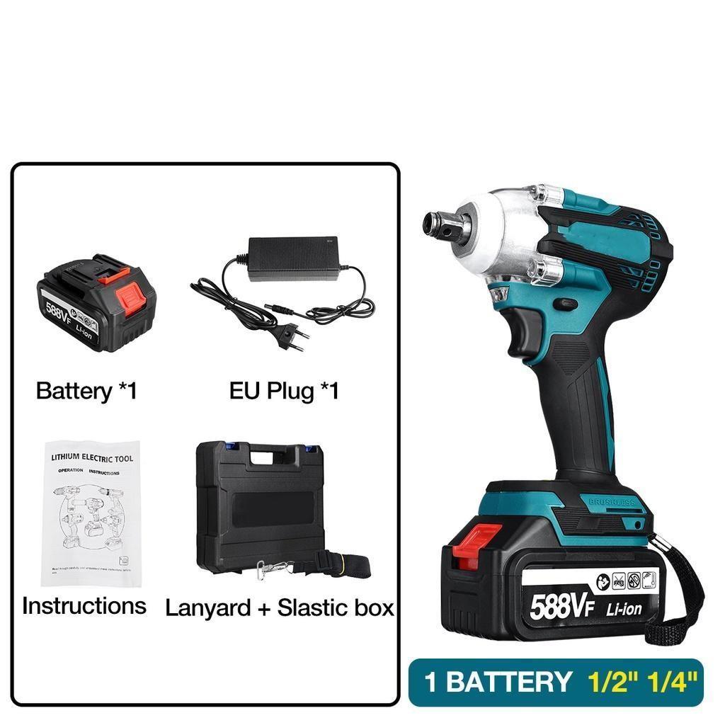 588VF 600NM Бесщеточный аккумуляторный электрический ударный гайковерт Перезаряжаемый гаечный ключ 1/2 дюйма Электроинструменты с батареей 1/2