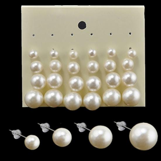 12 Pairs Party Ear Studs Faux Pearl Round Earrings