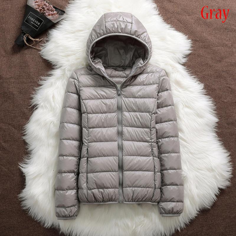 Women Casual Windproof Parka White Duck Down Jacket Coat Hooded Warm Autumn Winter