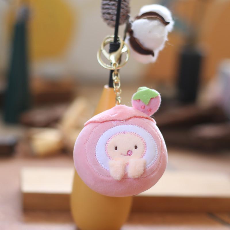 Chicken Cherry Pendant Plush Toy Keychain Stuffed Animal Accessory For Teens