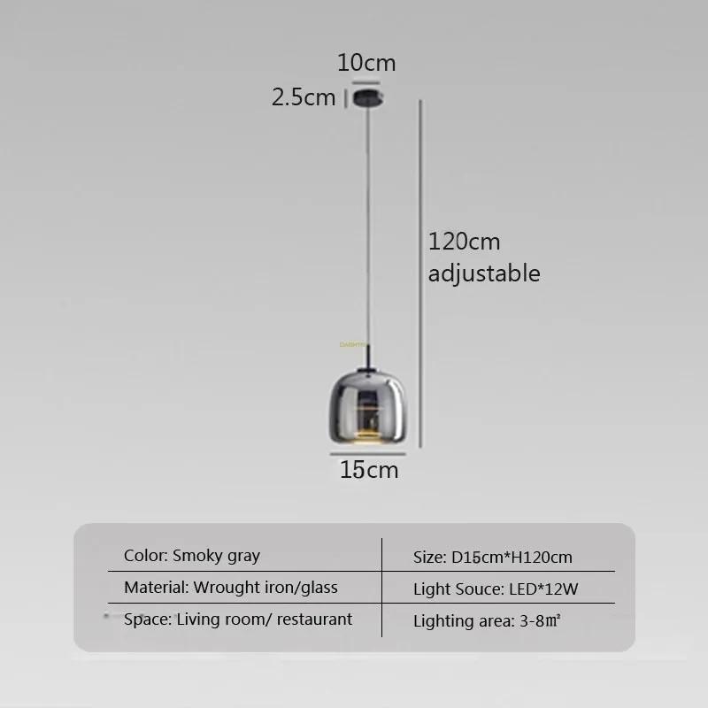 Светодиодный стеклянный подвесной светильник Nordic, янтарный подвесной стеклянный светильник для столовой, бара, внутреннего декора, освещения спальни, прикроватного светодиодного светильника
