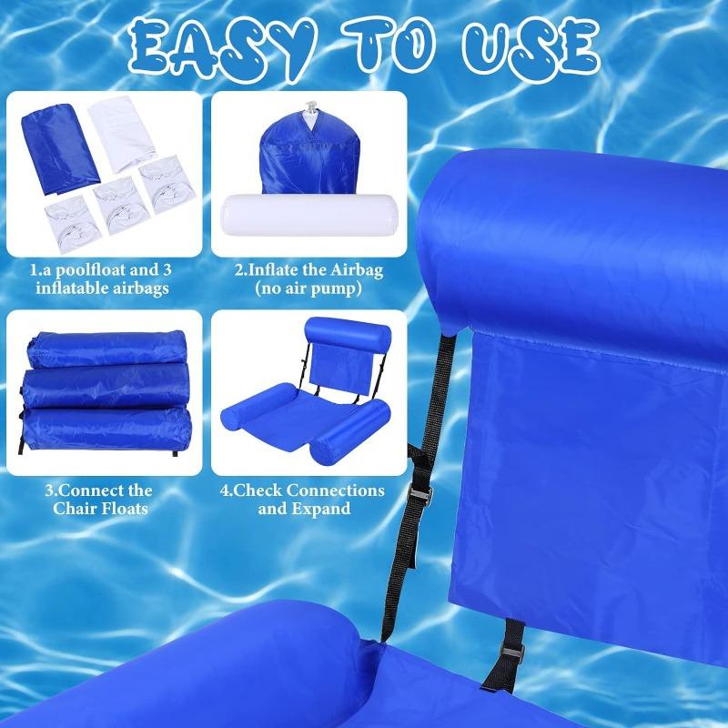 Inflatable Water Hammock for Adults, 120x100cm Portable Pool Float Lounger for Swimming & Relaxation Water Bed Chair
