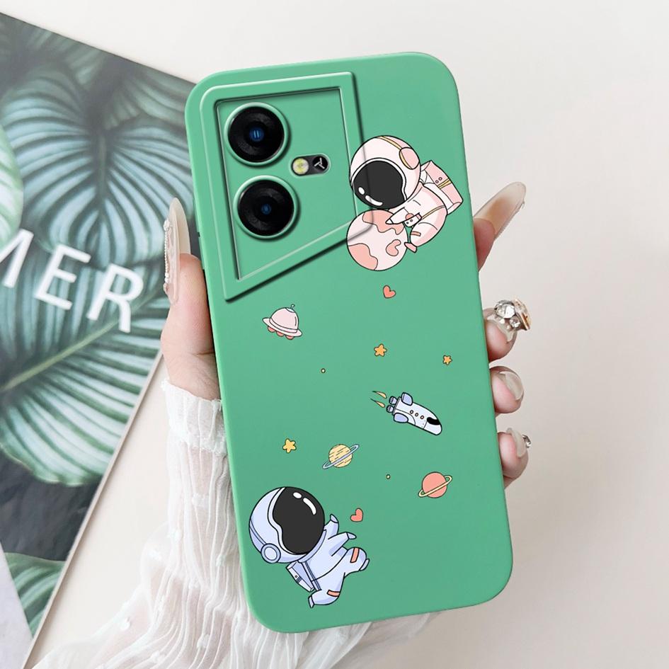 Чехол для Tecno Pova Neo LE6 LE6h Ударопрочный чехол Милый Астронавт Жидкий силиконовый бампер Для Tecno Pova Neo 3 LH6n PovaNeo Чехол