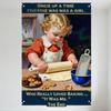 Винтажная металлическая жестяная табличка "Девочка, пекущая по сказке" - Причудливое ретро искусство для кухни, кафе, домашнего декора