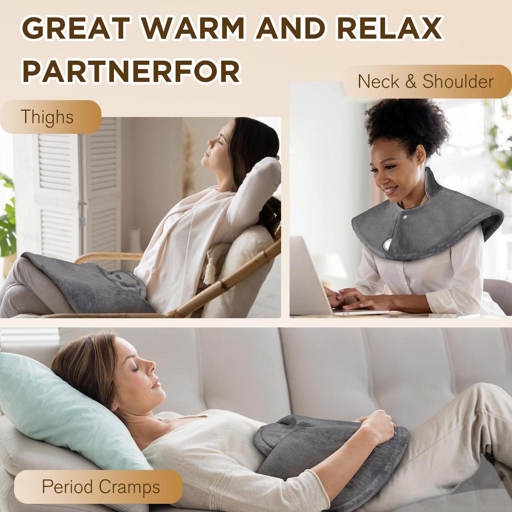 Heating Shoulder Neck Pads 9-Level Hot Compress Cervical Shawl Warmer with Digital Display Thermostat Heater Warming Back Relax