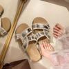 Flat-soled sandals women's outer wear summer new flat-soled cross-strapped retro soft-soled cool slippers