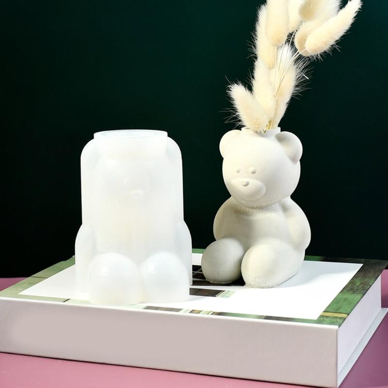 Гибкая силиконовая форма, цементная глиняная форма, гипсовая форма для цветочных горшков для изготовления цветочных горшков в форме медведя или держателей для ручек