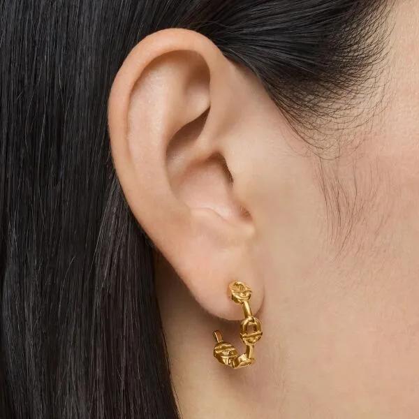 [TOUS] 18K Gold Vermeil Silver Manifesto Logo Hoop 17.4mm Earrings 1004222100