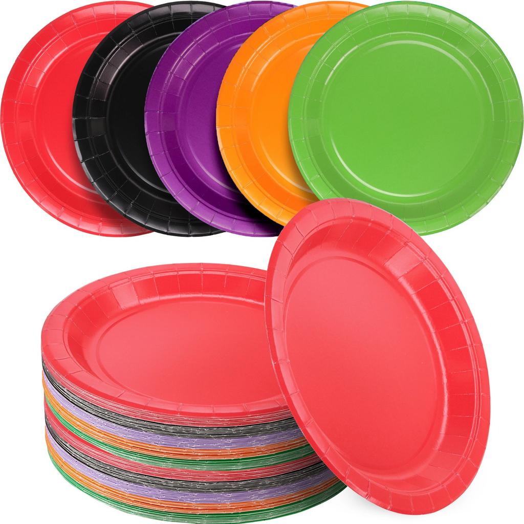 Бумажные тарелки, 9-дюймовые одноразовые бумажные тарелки, прочные и одноразовые праздничные тарелки, упаковка из 10 штук