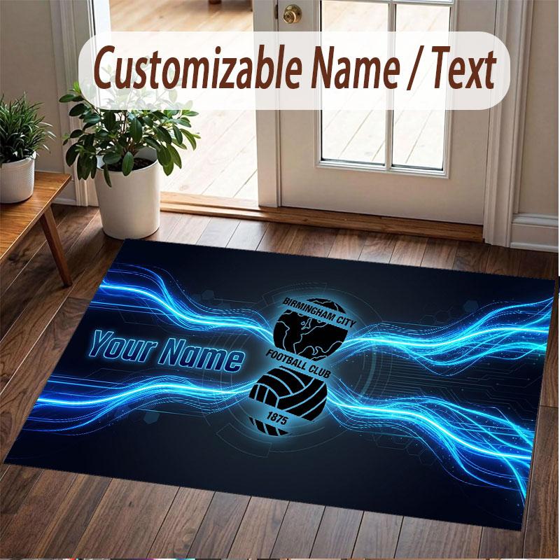 Custom Rug BIRMINGHAM CITY Pattern Print Name Text Soft Non‑Slip Floor Carpet for Home Indoor Decoration