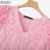 ZANZEA Women Casual V-Neck Cape Sleeve Lace Crochet Patchwork Summer Tank Tops
