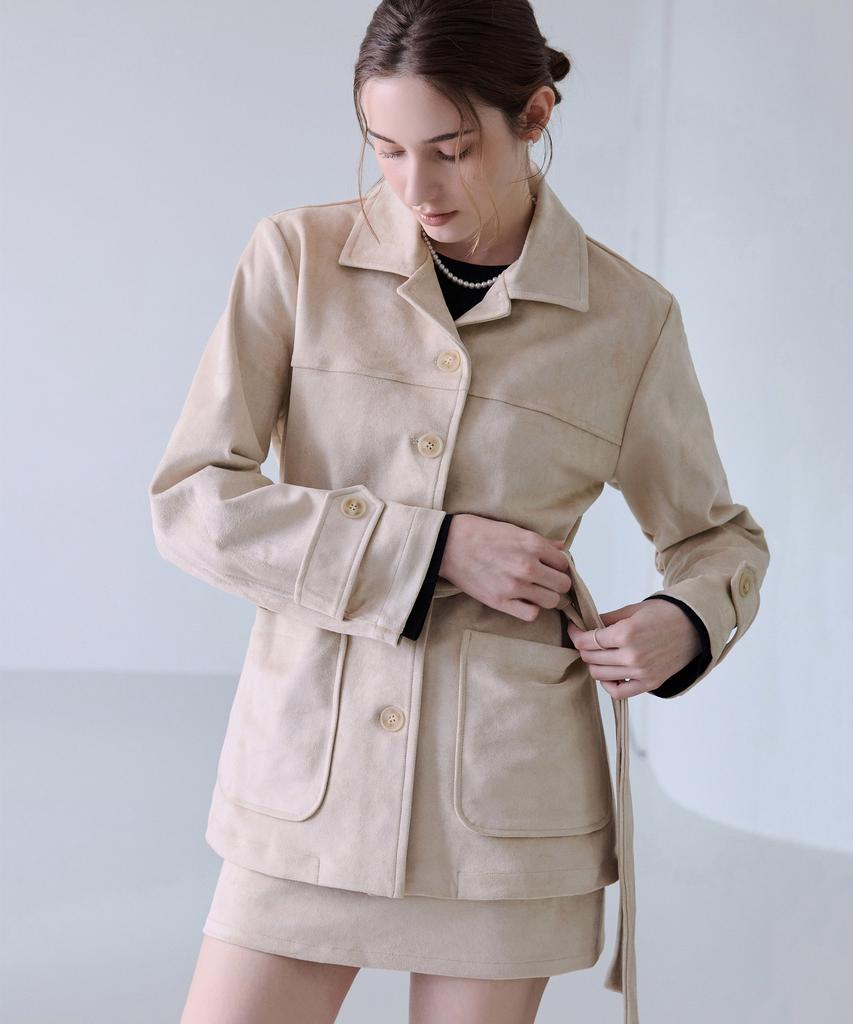 Hye Young Kim Cord Set Suede Mini Skirt - Light Beige
