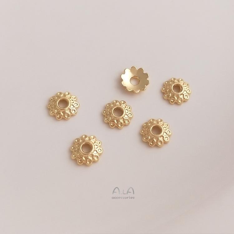 Позолоченная 14K шапочка-разделитель в виде цветка ромашки со звездой, полая, для изготовления ювелирных изделий своими руками