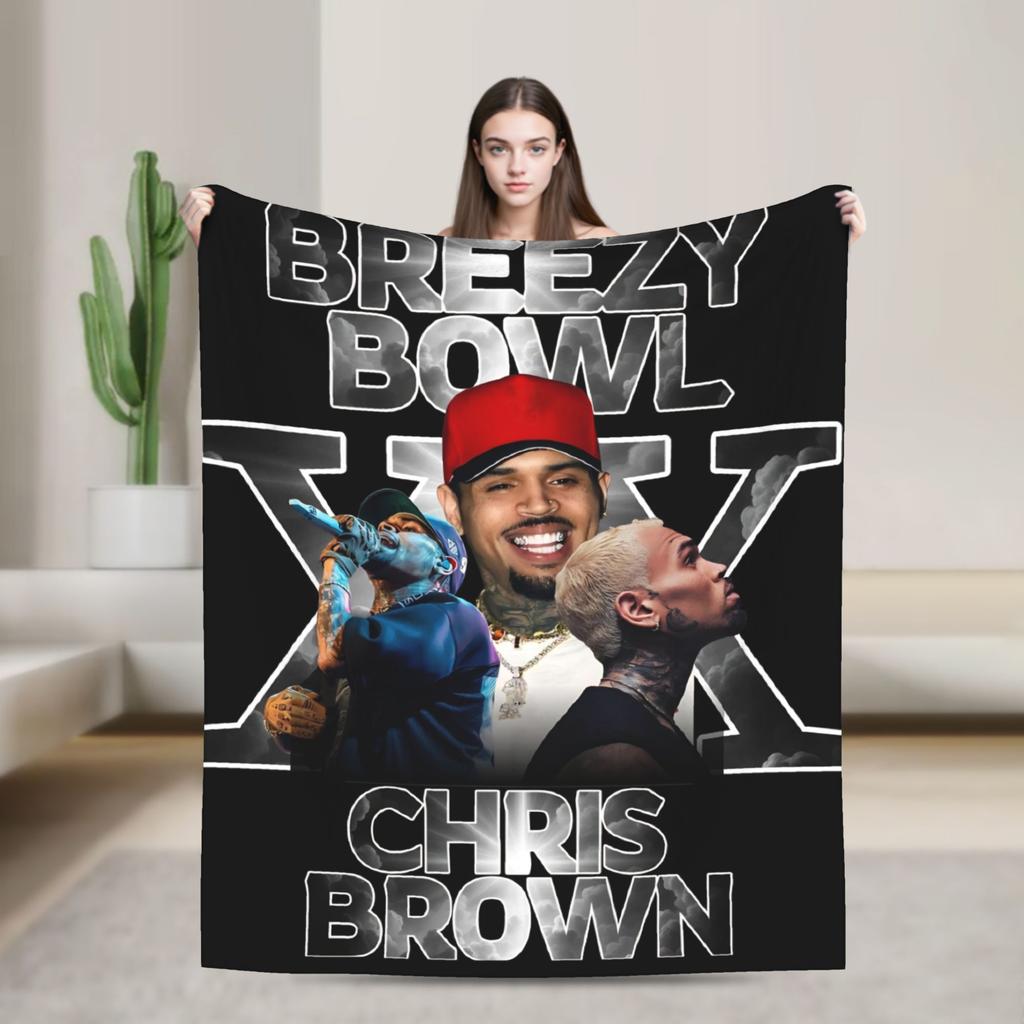 Warm Blanket Travel Chris Brown Breezy Bowl XX Bedding Throws Flannel Bedspread For Outdoor Novelty Sofa Bed Cover