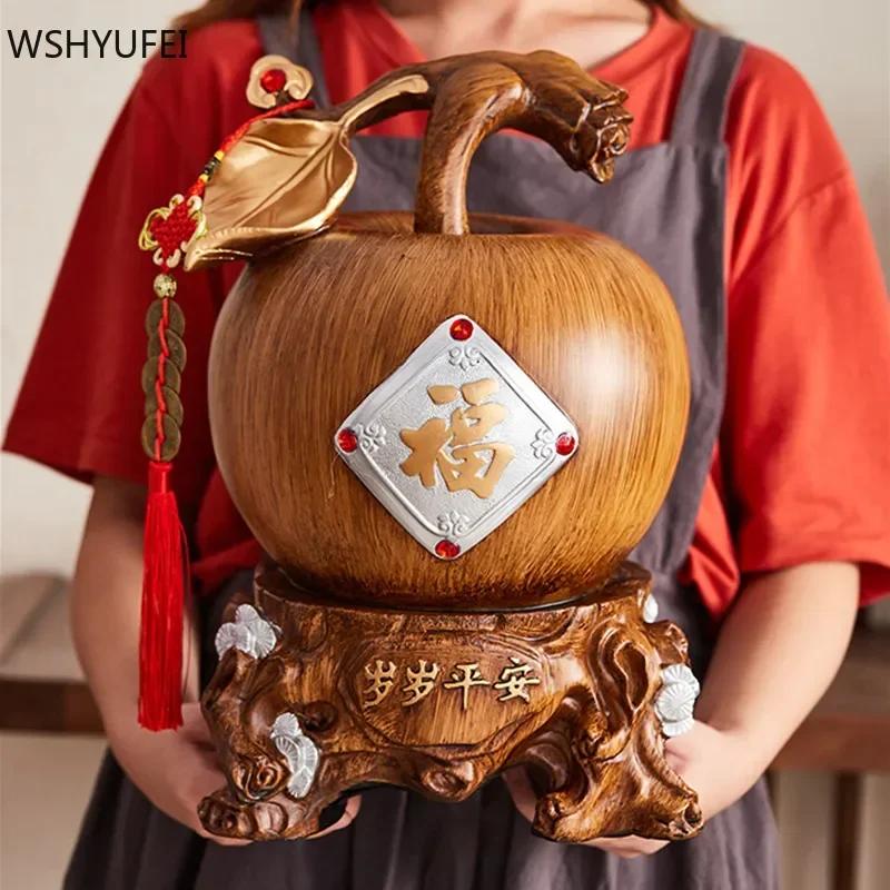 Креативная скульптура яблока, полимерное украшение, копилка большой вместимости, украшение для гостиной, настольный декор, поделки, домашние аксессуары