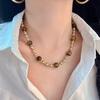 Maillard Natural Boutique Tiger's Eye Stone Brown Imitation Tahitian Pearl Gypsy Star Collarbone Chain Necklace