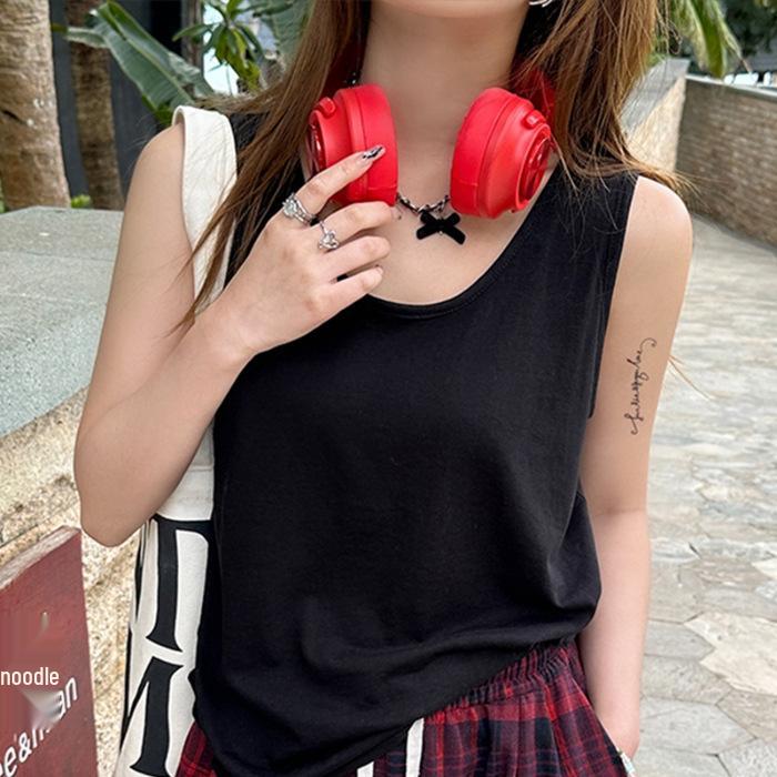 Женская желтая хлопково-льняная майка: Летний жилет без рукавов 2025, облегающий базовый топ свободного кроя