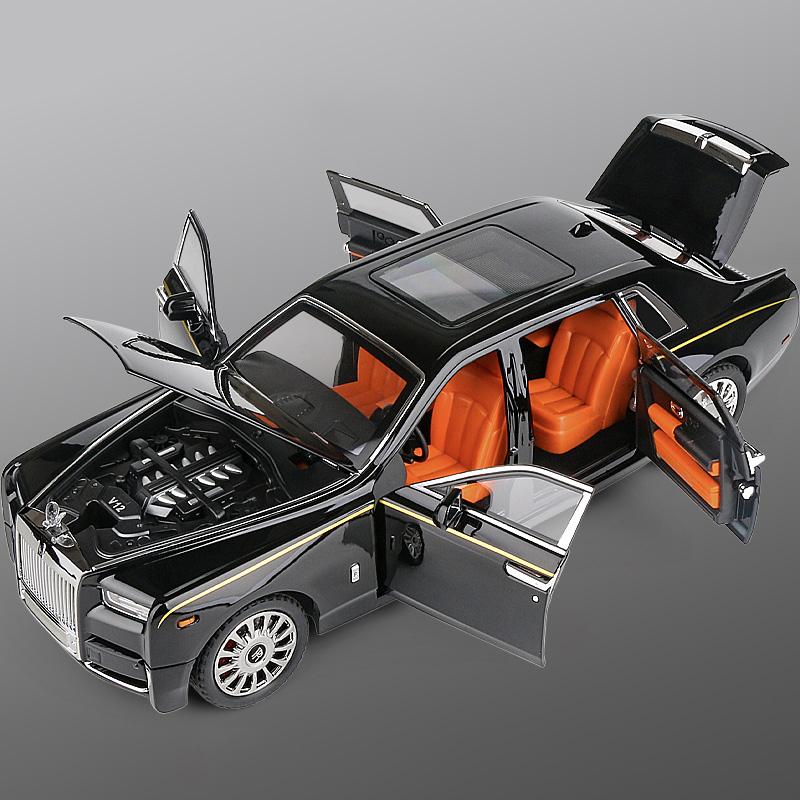 1:18 Модель автомобиля Rolls Royce Phantom Limousine из сплава, металлическая литая, для домашнего декора, настольный дисплей, орнамент, высокая симуляция, подарки