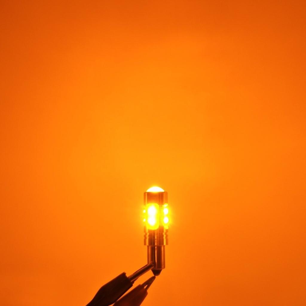 2 Pcs H21W LED Bulb BAY9S 12-24V CANBUS Orange USA