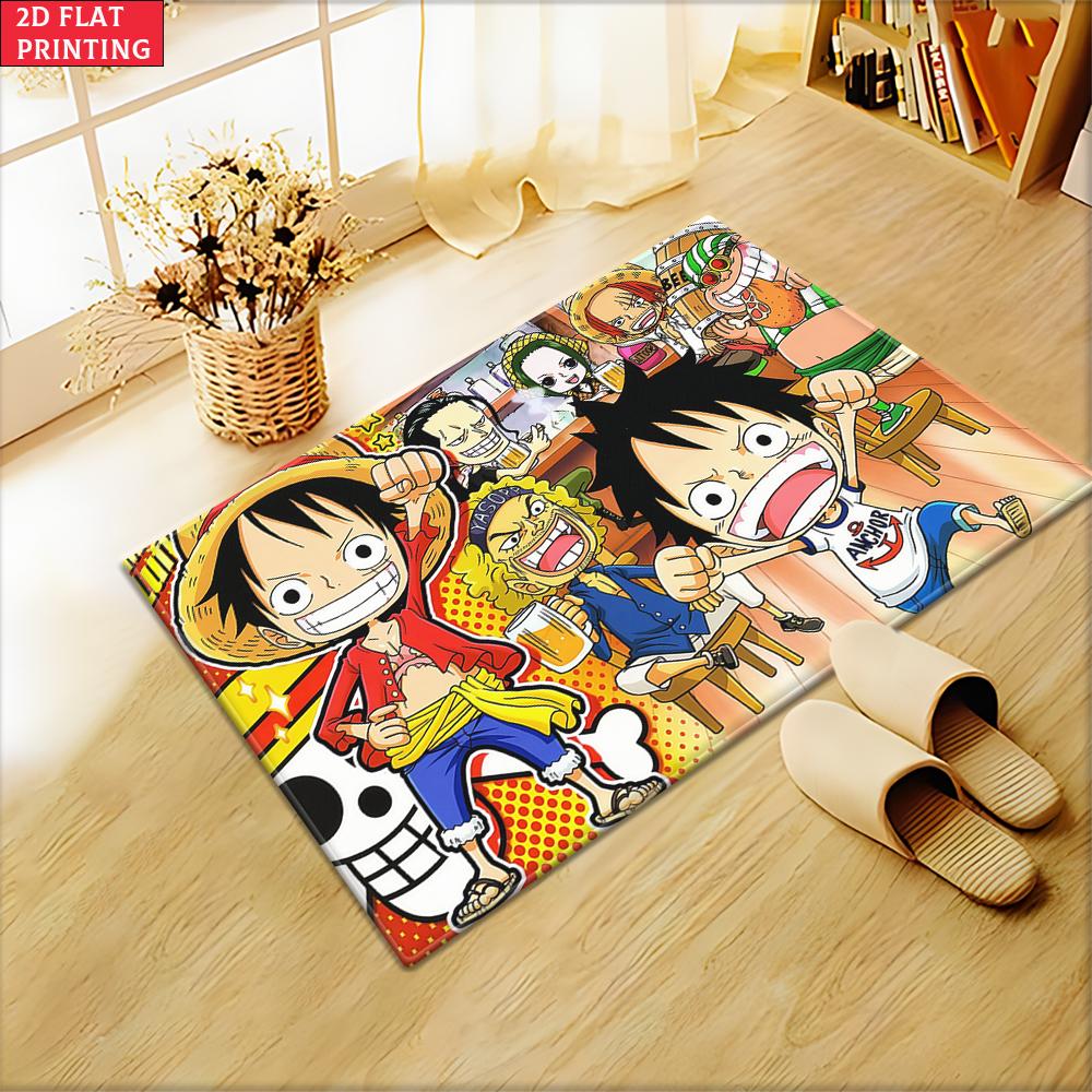 Chibi Anime Pirate Crew Doormat, Cute Cartoon Non-slip Floor Mat, Decorative Entrance Rug for Home Living Room Bedroom