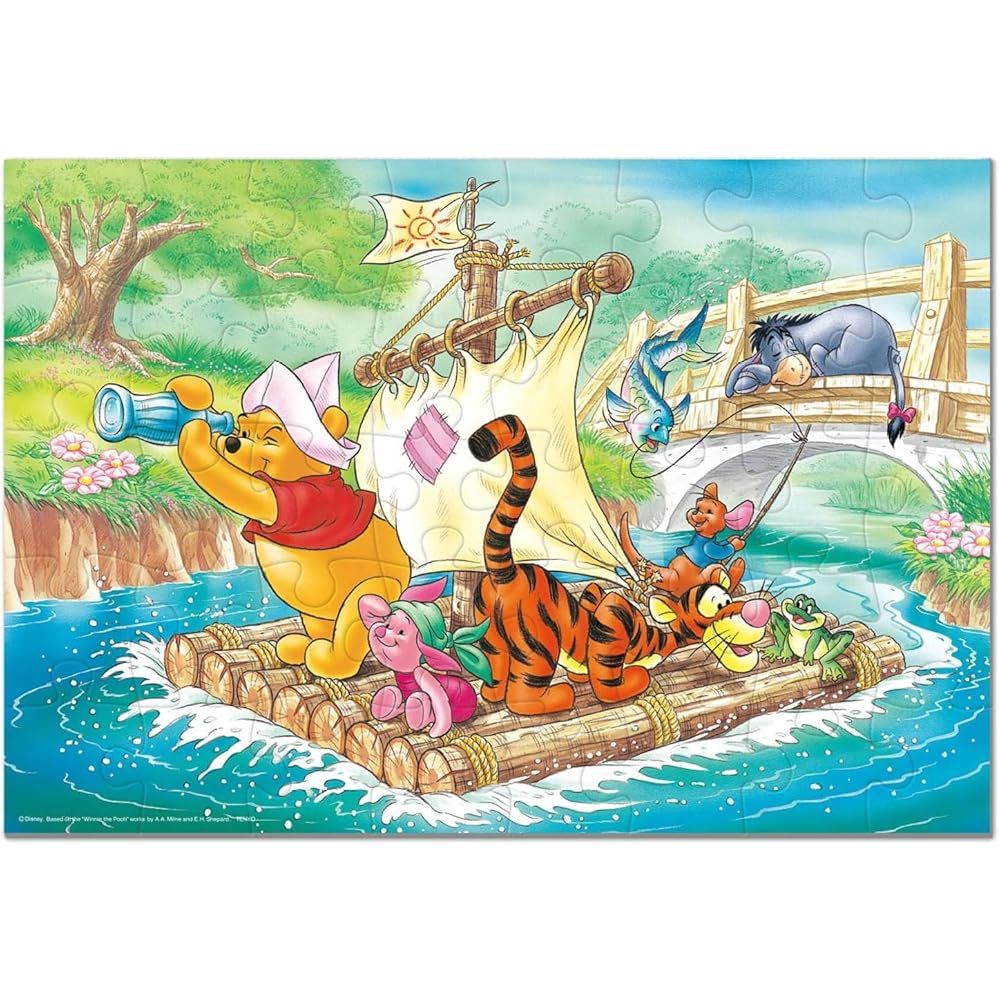 Tenyo Disney Винни-Пух Приключение на плоту Пазл из 40 деталей 26x38 см Антибактериальное покрытие Упаковка для хранения для детей