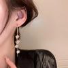 New Minimalist Long Tassel Earrings Elegant Delicate Flower Pendant Zircon Earrings Women 'S Ear Wire Premium Jewelry Party Gifts