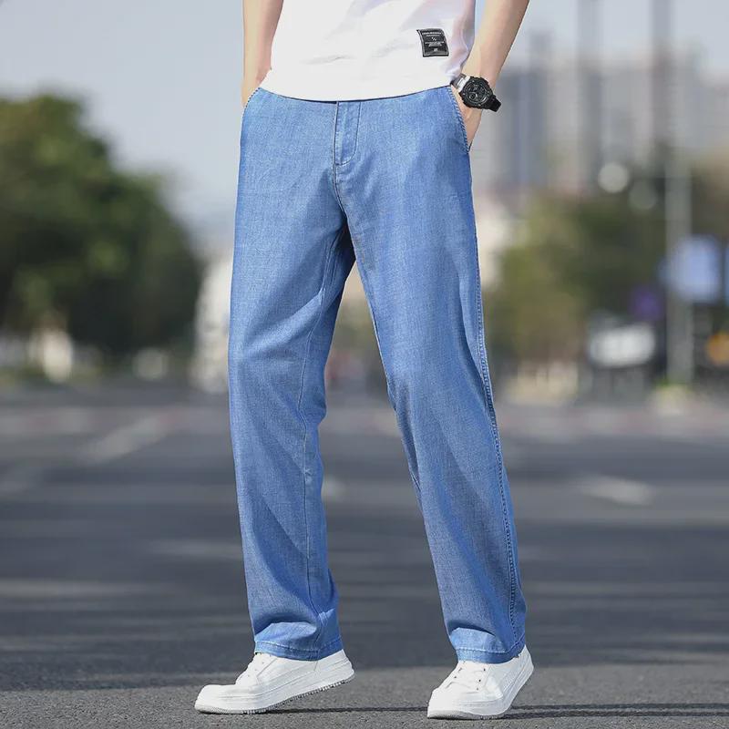Мужские весенние джинсы свободного кроя из мягкого денима - дышащие и удобные повседневные брюки