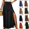 Pleated Wide Leg Pants For Women Tie Front High Waist Side Split Slit Flowy Wide Leg Pleated Flowy Pant With Belt