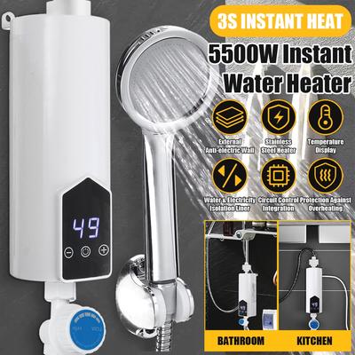 5500 Вт мини-мгновенный электрический водонагреватель для душа, ЖК-цифровой дисплей, кухня, ванная комната, безрезервуарный кран для горячей воды, нагреватель