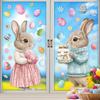 Cartoon Rabbit Bunny Glass Electrostatic Film Creative Decorative Happy Easter Bunny Decal  Store
