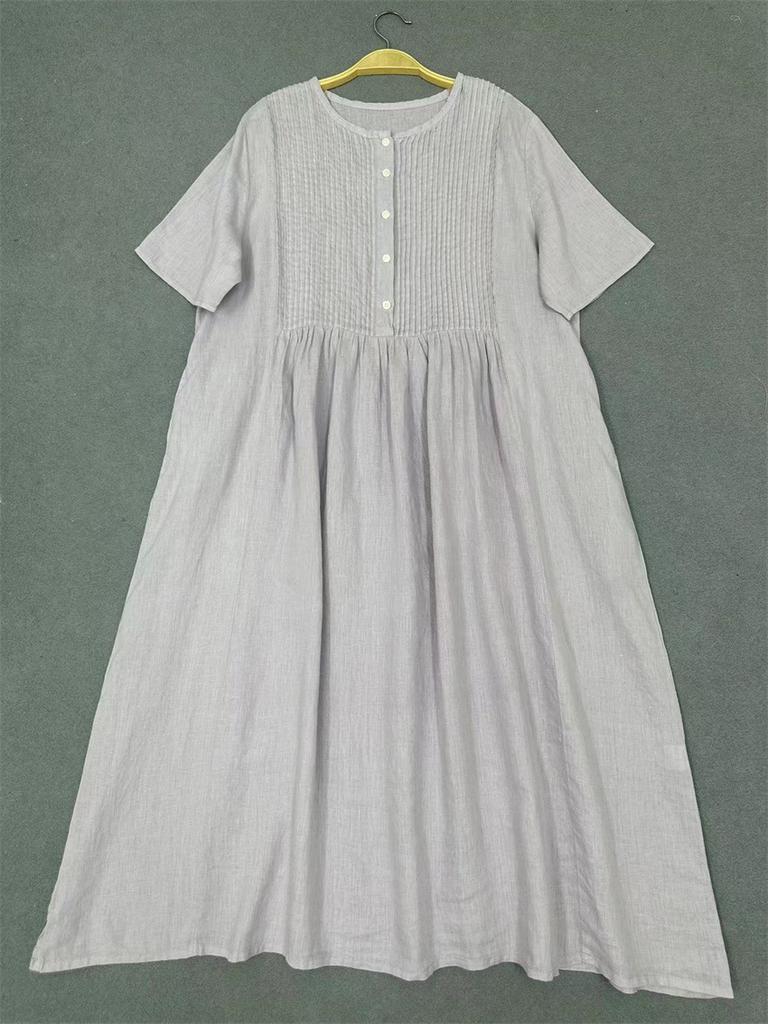 Johnature Летние японские платья-гармошки со складками, повседневные ретро простые женские платья с короткими рукавами