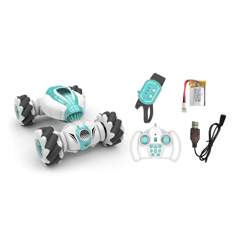 2.4Ghz Remote Control Car 4WD Watch Gesture Sensing Control RC Stunt Car with LED Light Music Effect Children's Toy