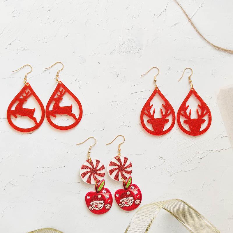 Acrylic Green Monster Apple Christmas Dangle Earrings | DIY European-American Style